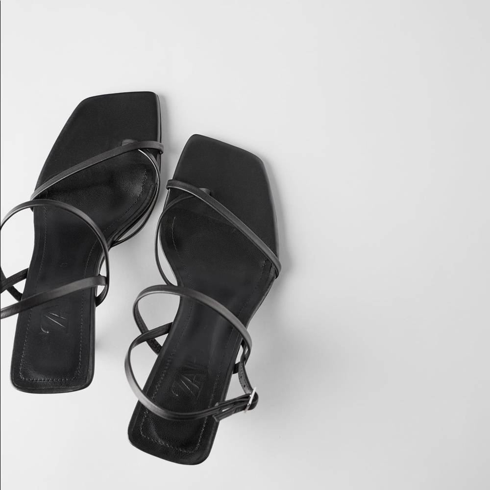 Zara strappy mid-heel leather sandals